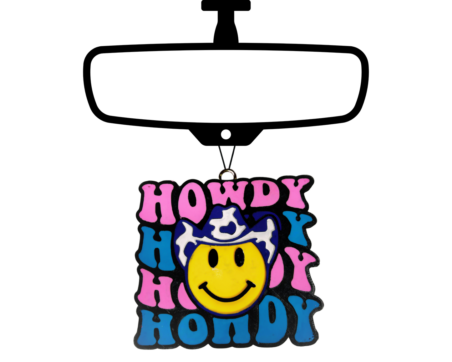 Howdy Smiley Blinged Car Freshie