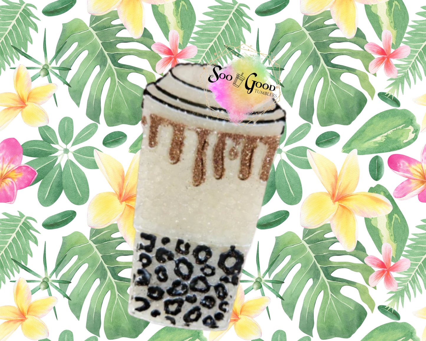 Leopard Coffee Cup Blinged Car Freshie