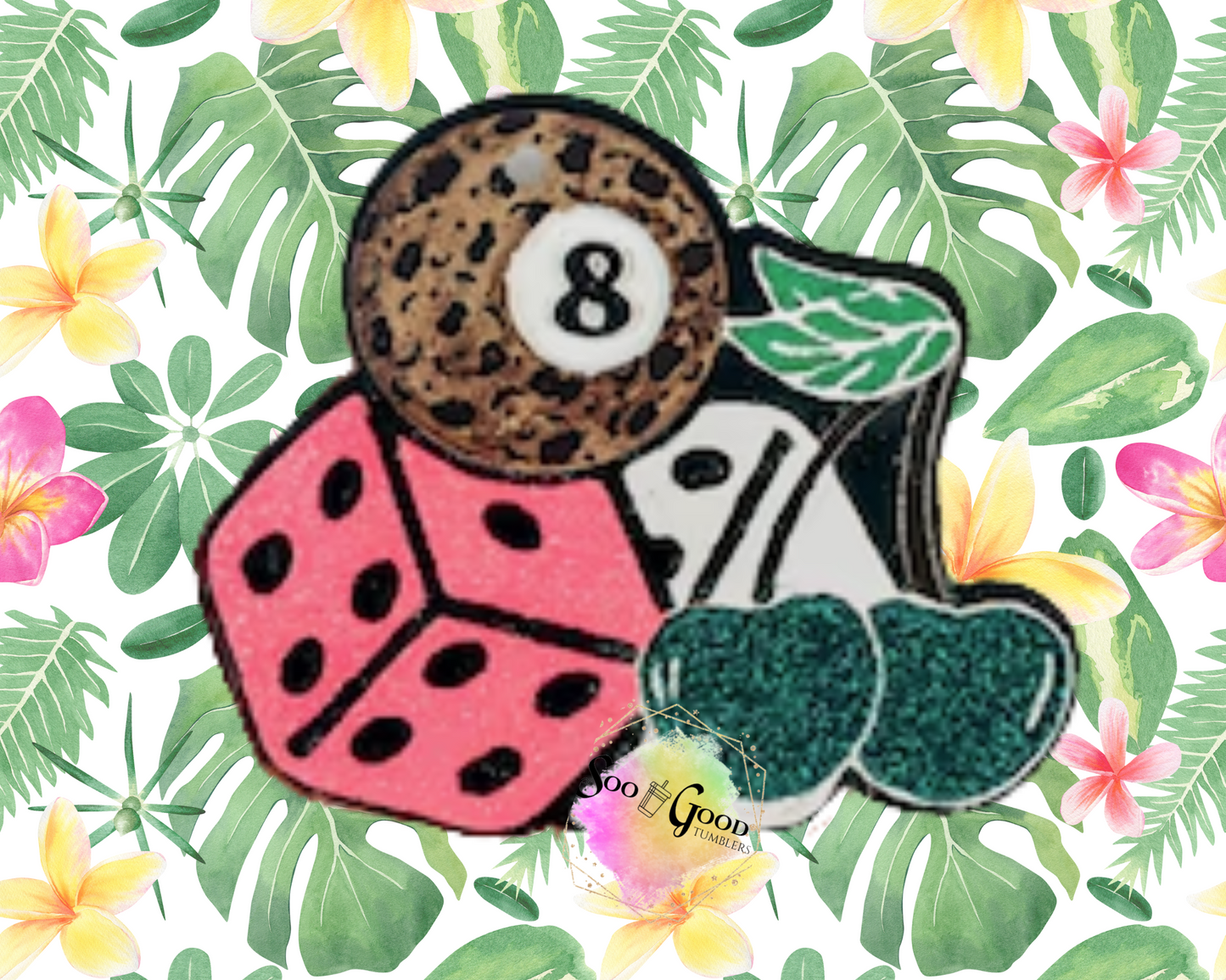 8 Ball, Dice & Cherries Blinged Car Freshie