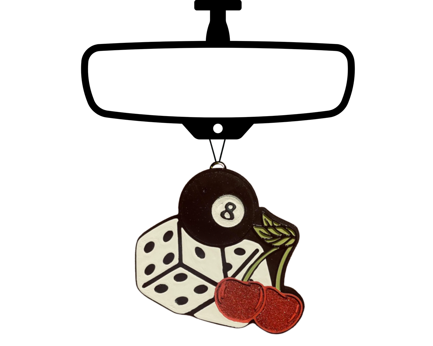 8 Ball, Dice & Cherries Blinged Car Freshie
