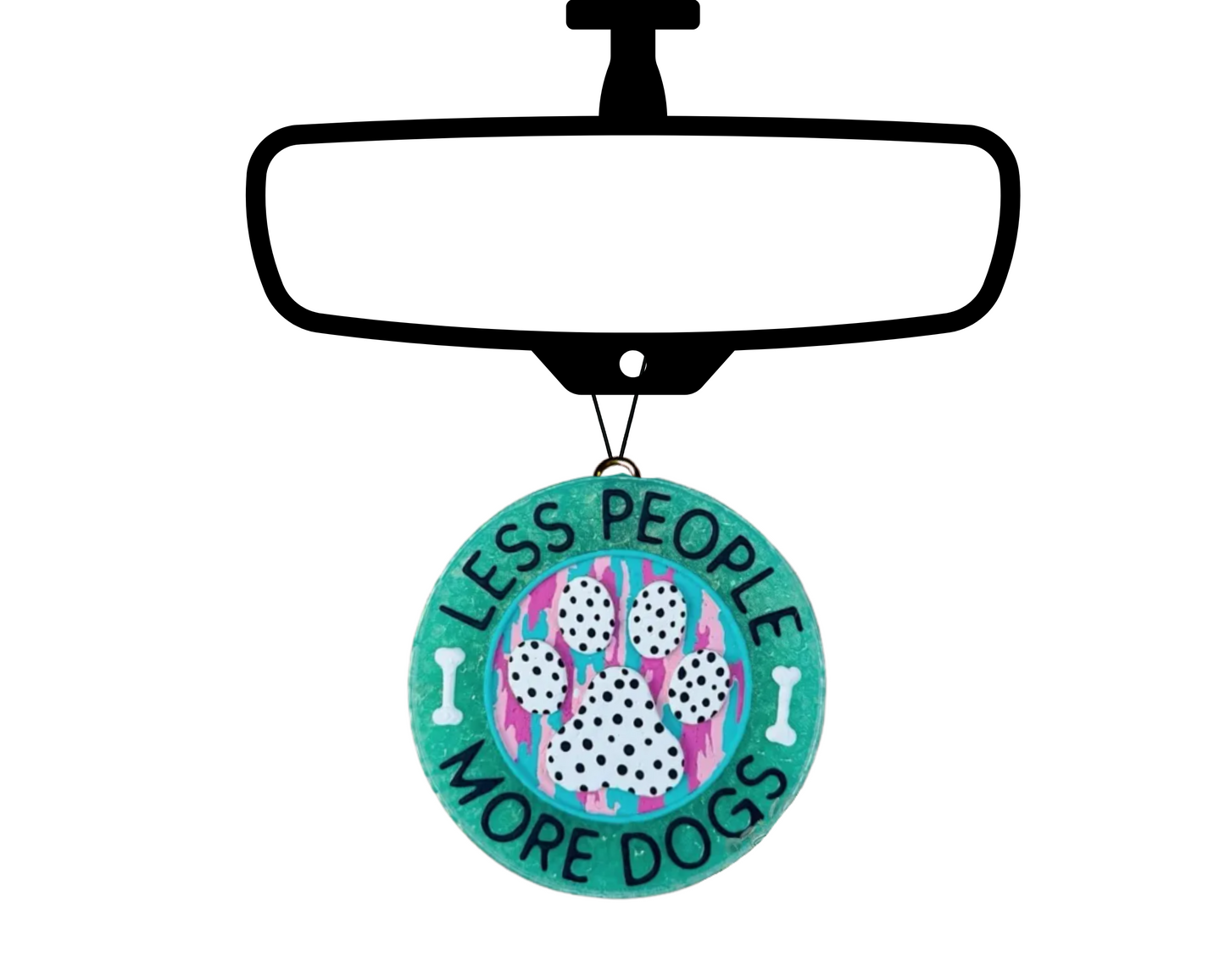 Less People More Dogs Blinged Car Freshie