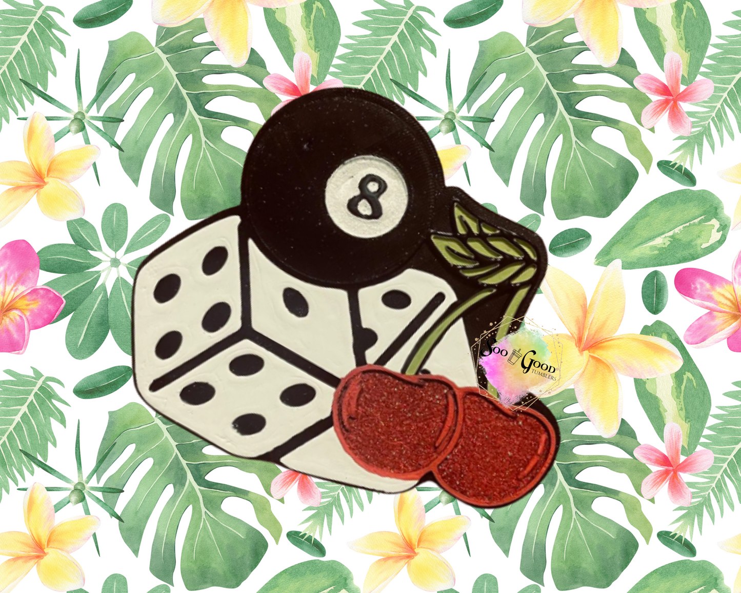 8 Ball, Dice & Cherries Blinged Car Freshie