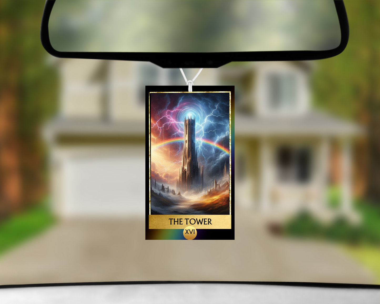 The Tower XVI Tarot Card Car Air Freshener