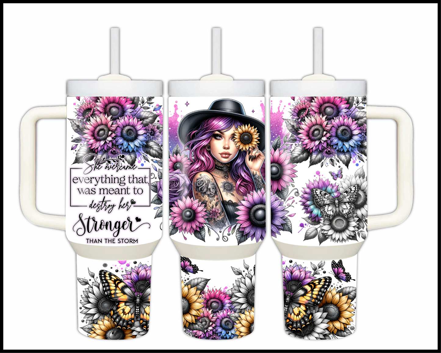 She Overcame Everything That Was Meant To Destroy Her Stainless Steel Big 40oz Tumbler (034)