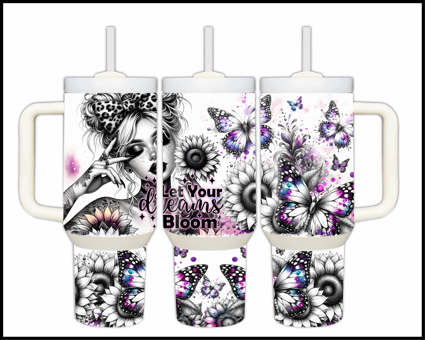 Let Your Dreams Bloom Stainless Steel Big 40oz Tumbler (043)