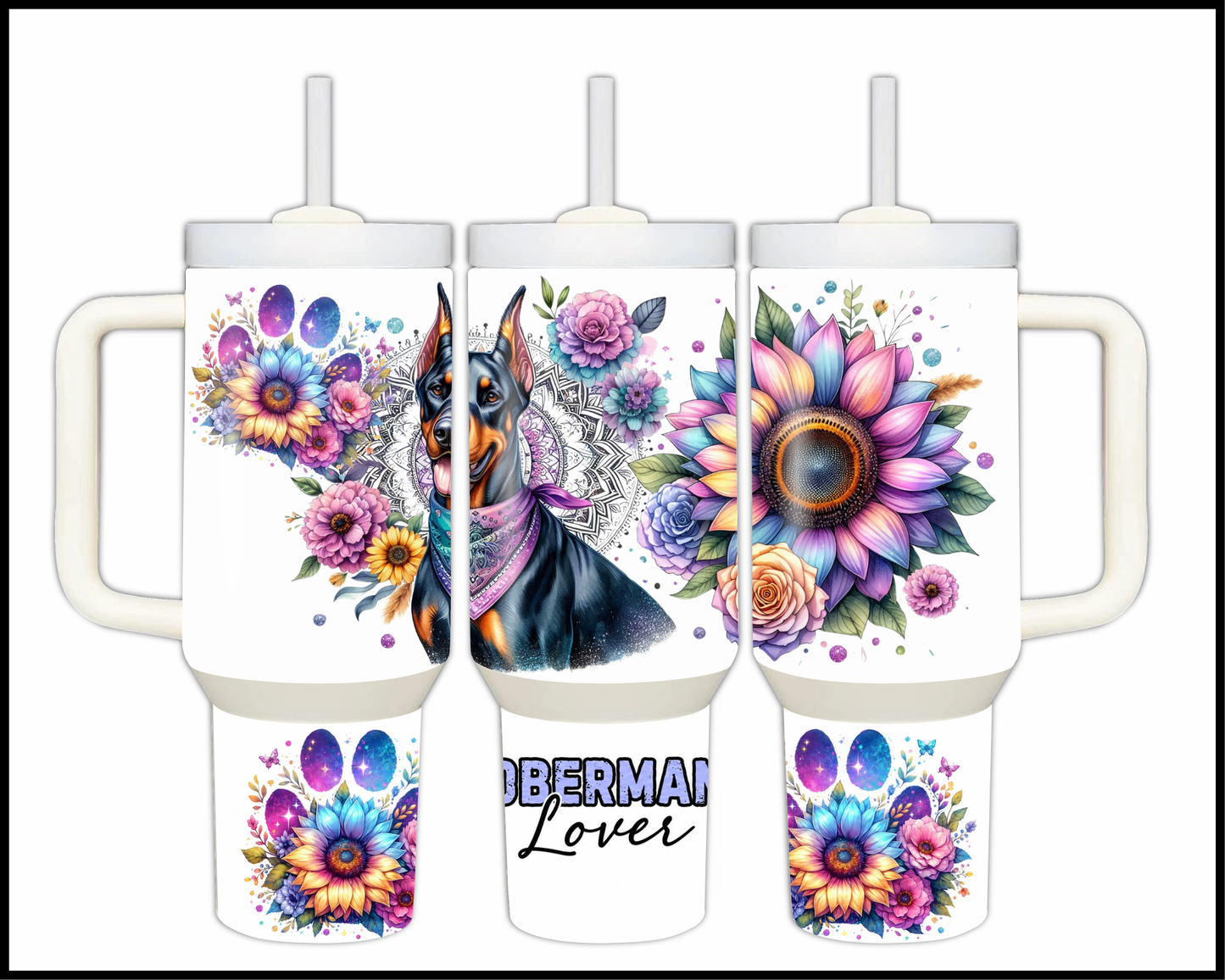 Doberman Lover Stainless Steel Big 40oz Tumbler (072)