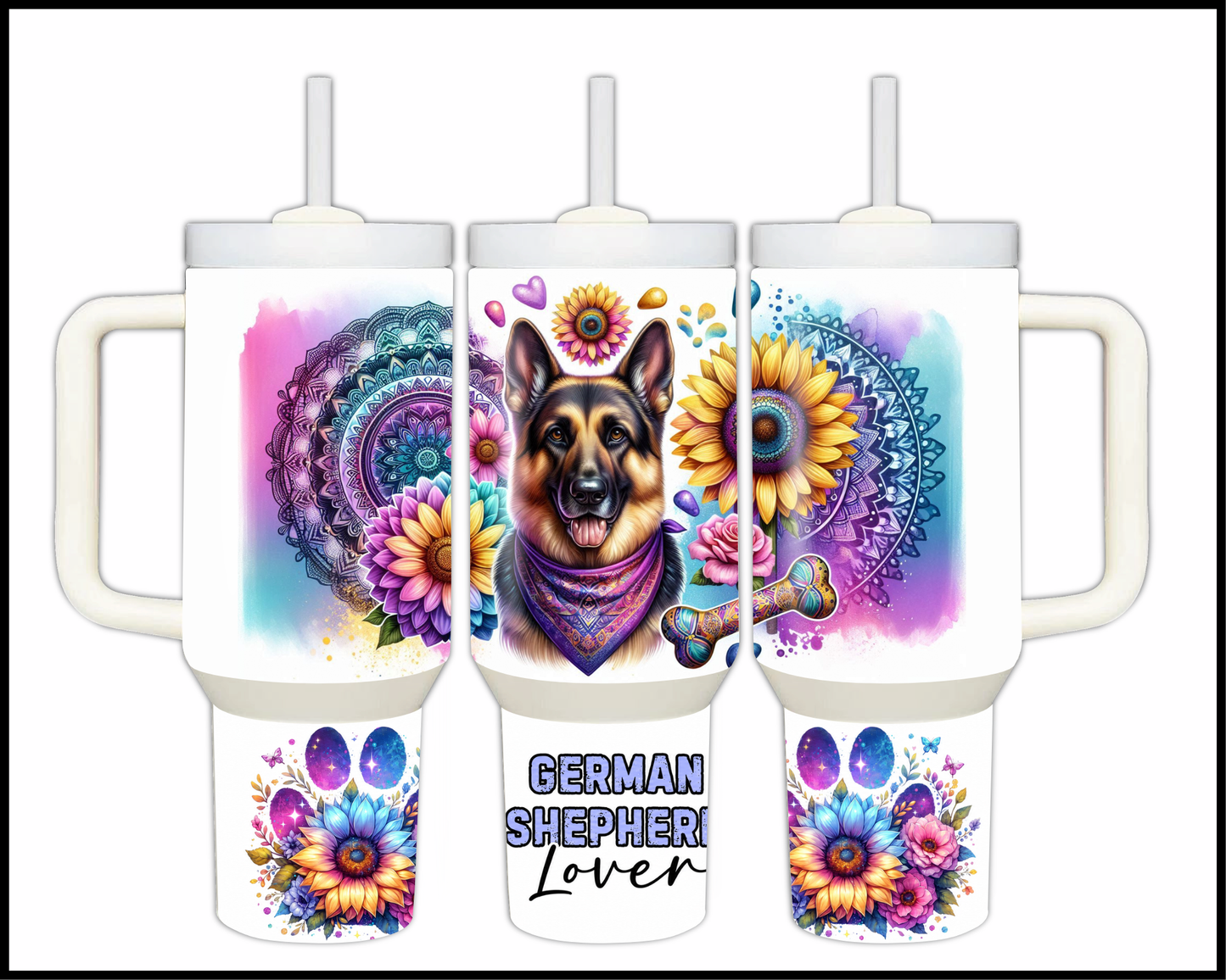 German Shephard Lover Stainless Steel Big 40oz Tumbler (073)