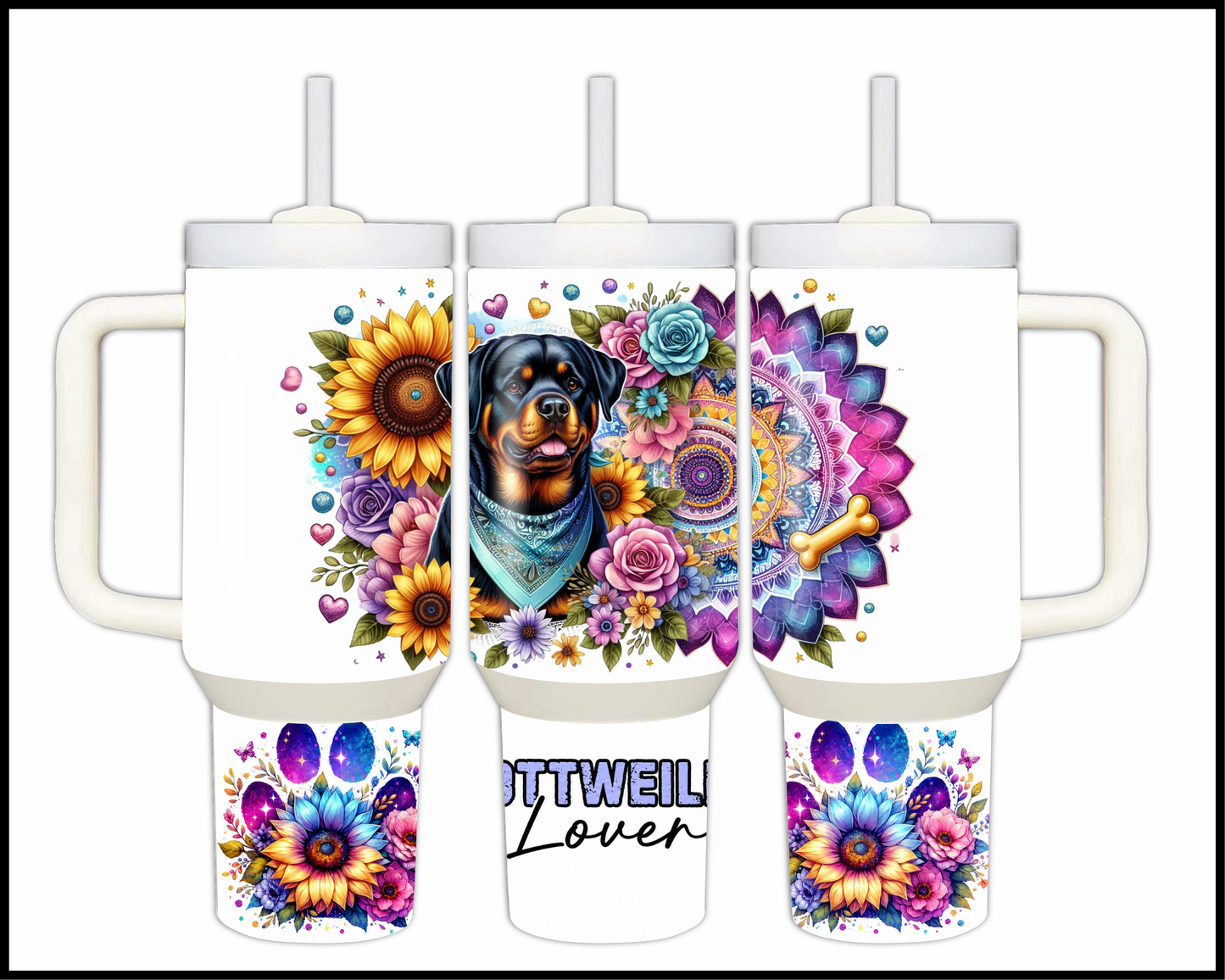 Rottweiler Lover Stainless Steel Big 40oz Tumbler (077)