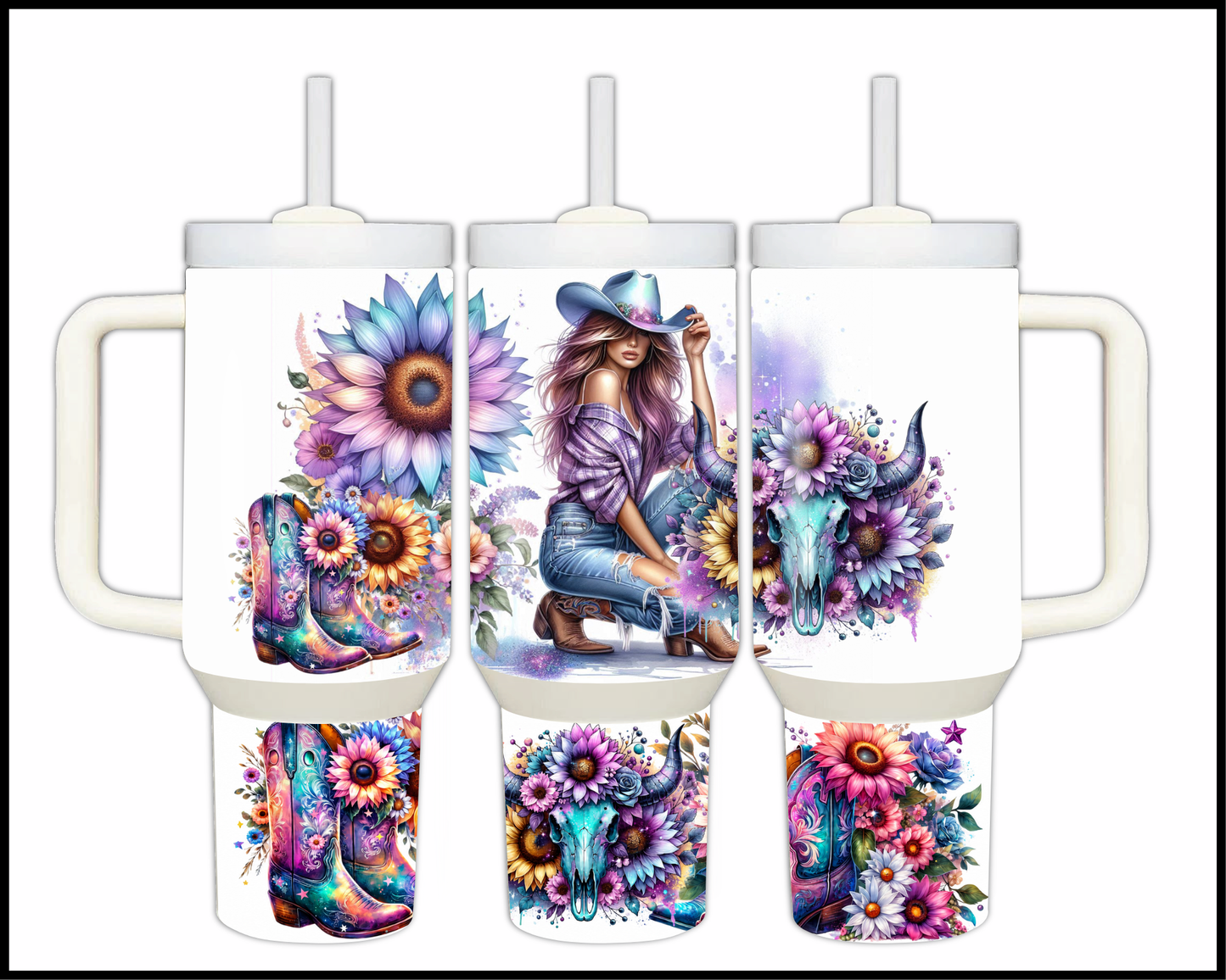 Boho Neon Boots Stainless Steel Big 40oz Tumbler (101)