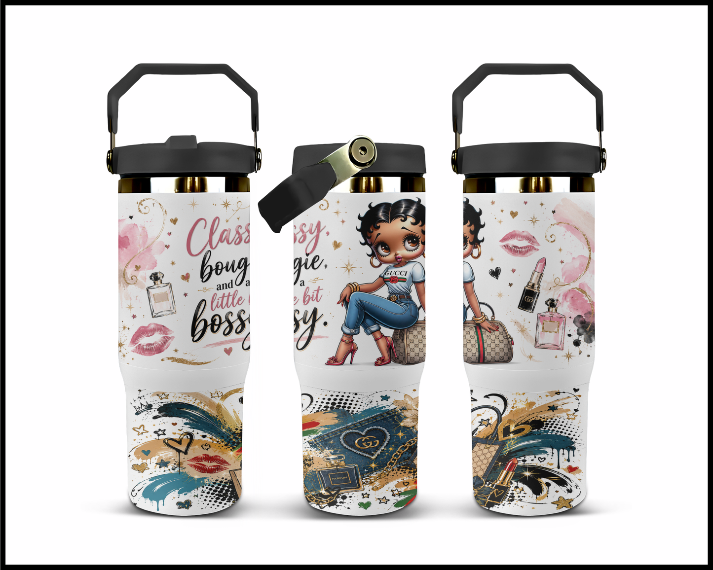Classy, Bougie & A Little Bit Classy Big Guzzler Stainless Steel Tumbler (1061)