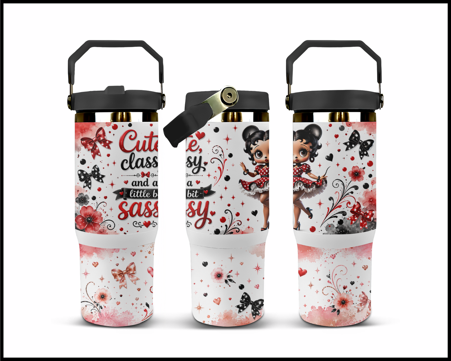 Cute, Classy & A Little Bit Sassy Big Guzzler Stainless Steel Tumbler (1067)
