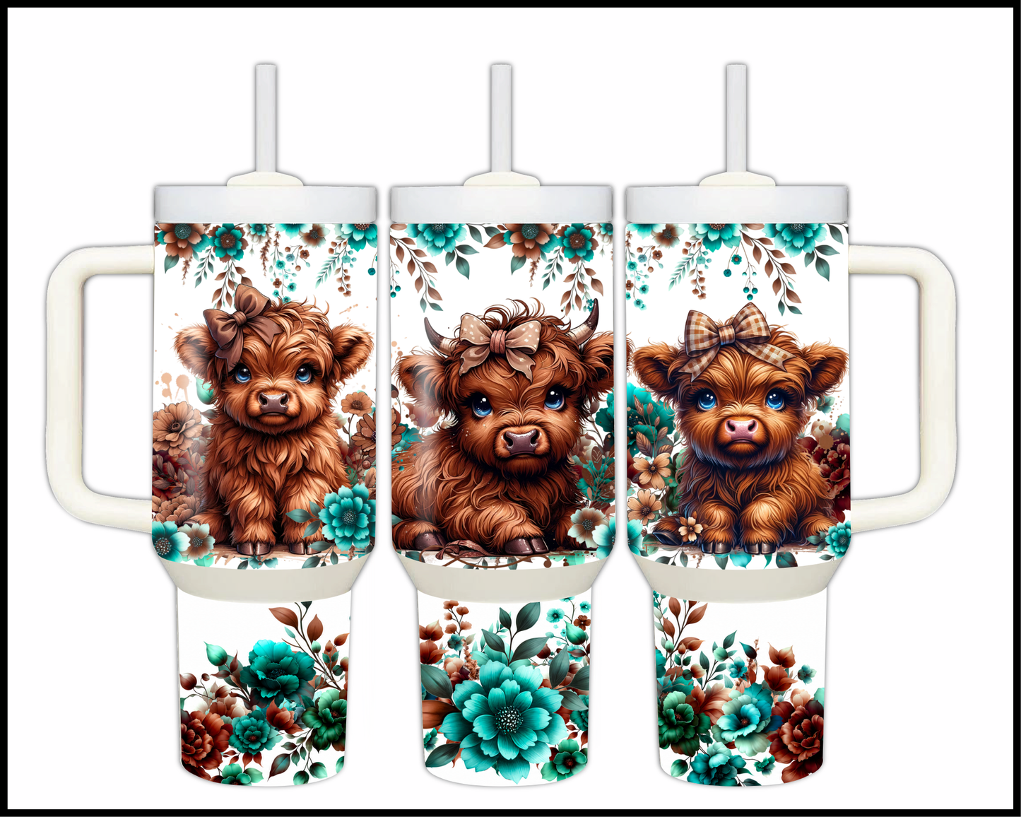 Dreamy Turquoise Pasture Bovine Stainless Steel Big 40oz Tumbler (126)