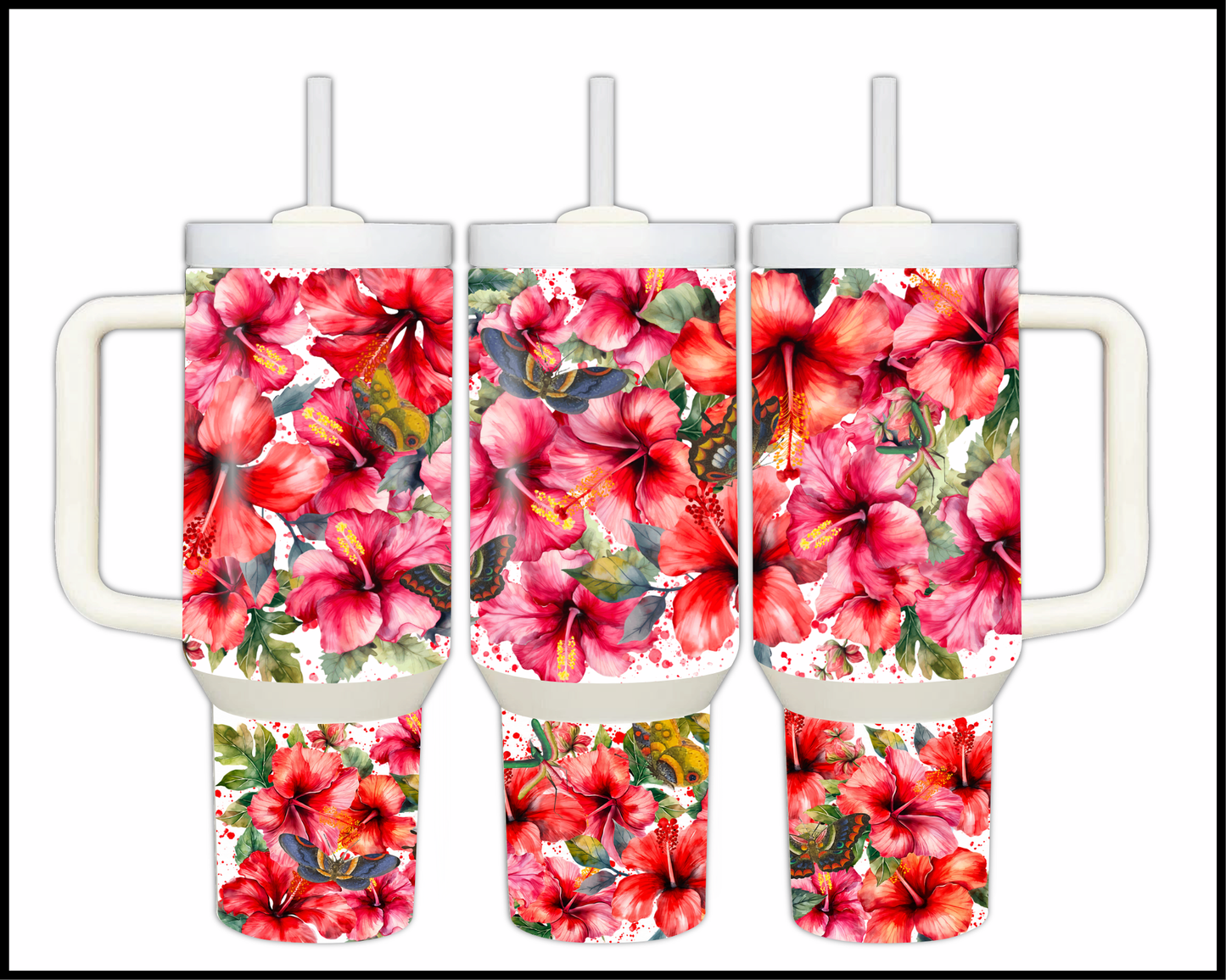 Island Hibiscus Stainless Steel Big 40oz Tumbler (156)