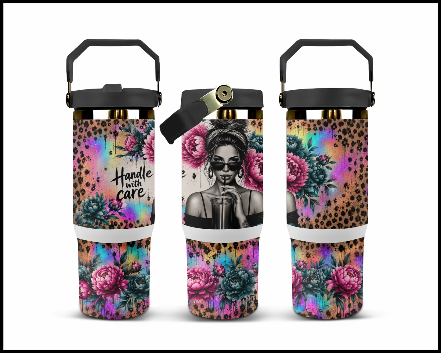 Handle With Care Big Guzzler Stainless Steel Tumbler (1201)