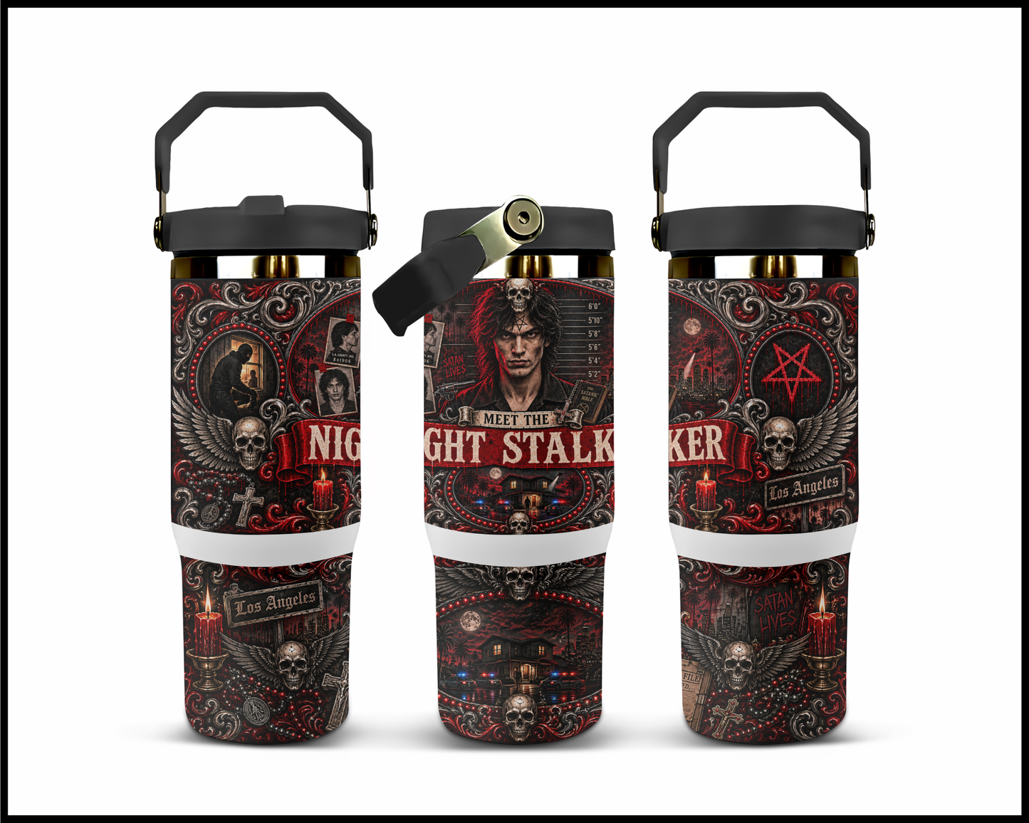Sinister Sips - Richard Ramirez (The Night Stalker) Big Guzzler Stainless Steel Tumbler (1102)