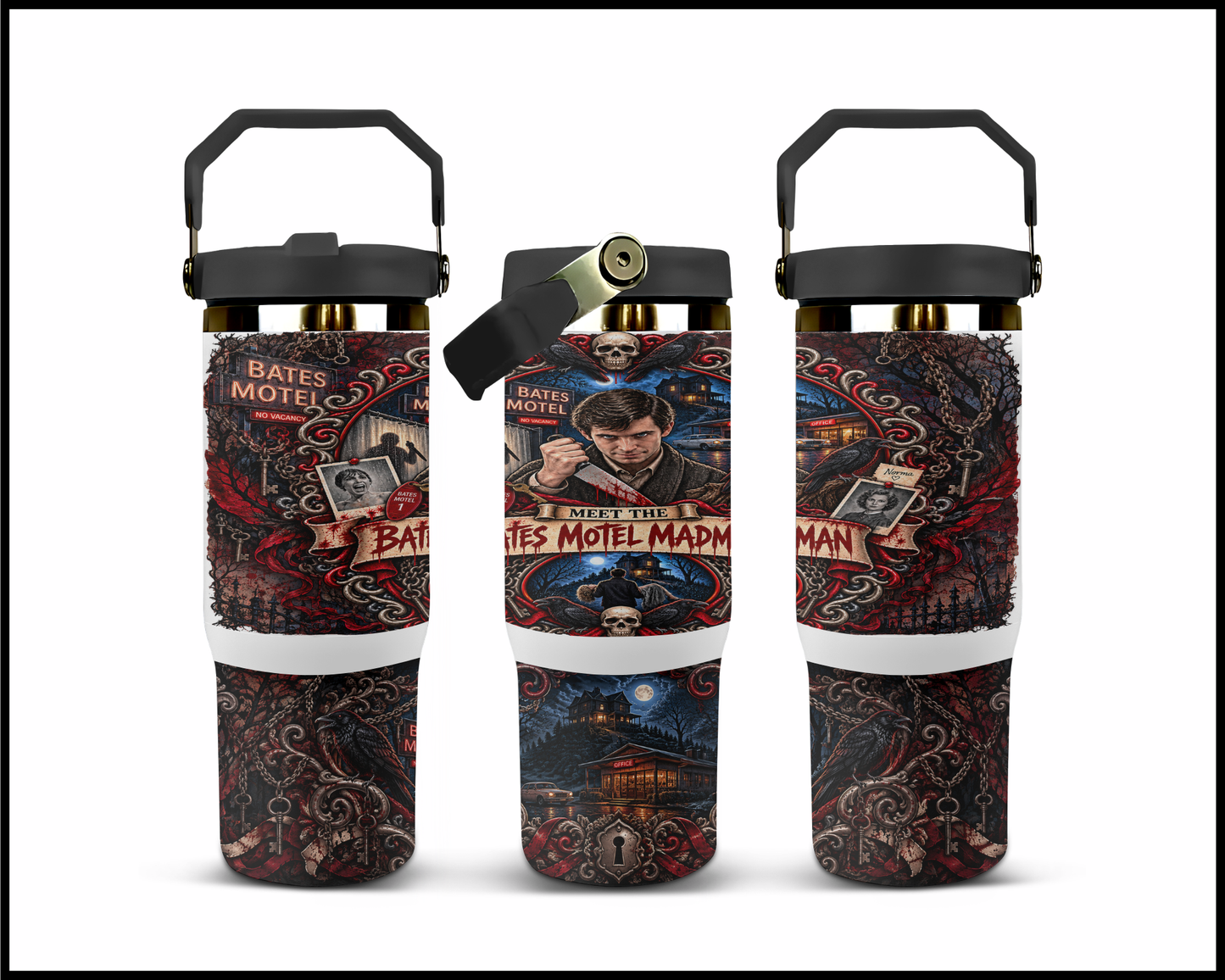 Sinister Sips - Norman Bates (Bates Motel Madman) Big Guzzler Stainless Steel Tumbler (1117)