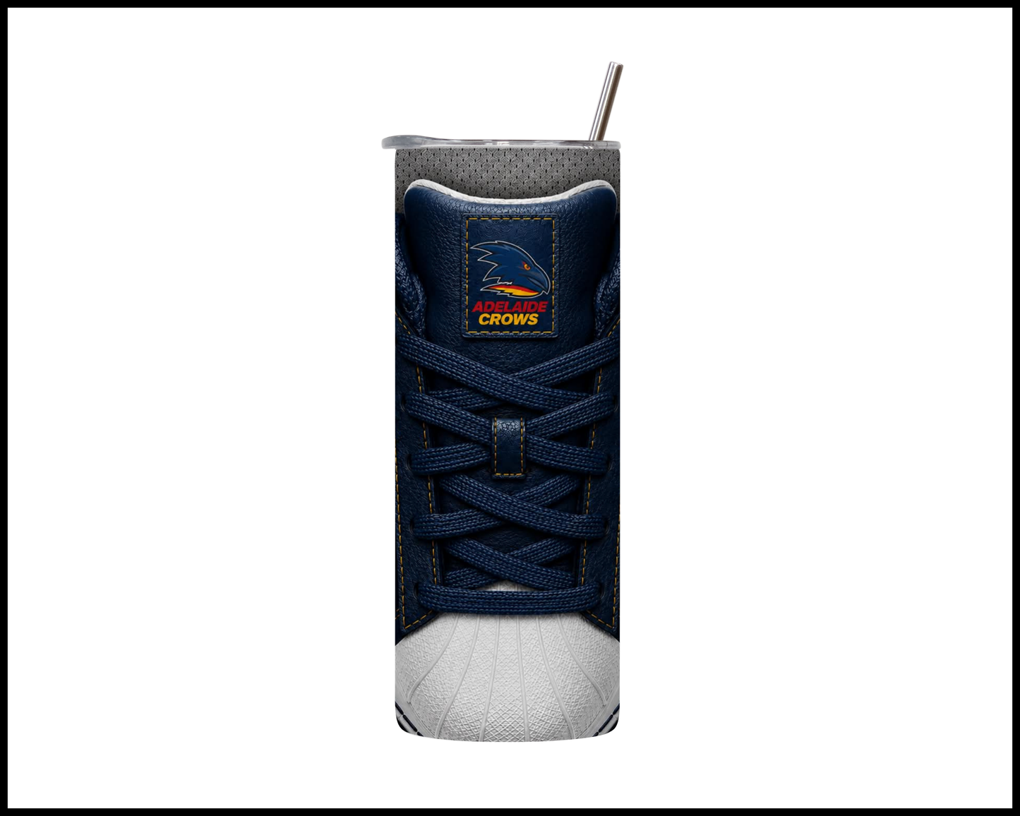 Stainless Steel Tumbler - Adelaide Crows Side-Stripe Shoe Inspired