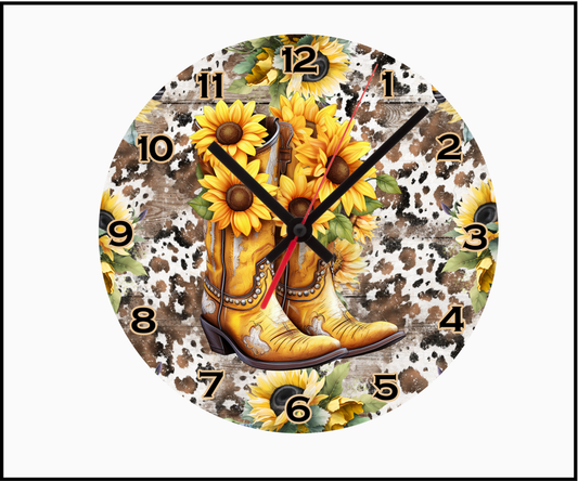 'These Boots' Sublimated Clock (Round 001)