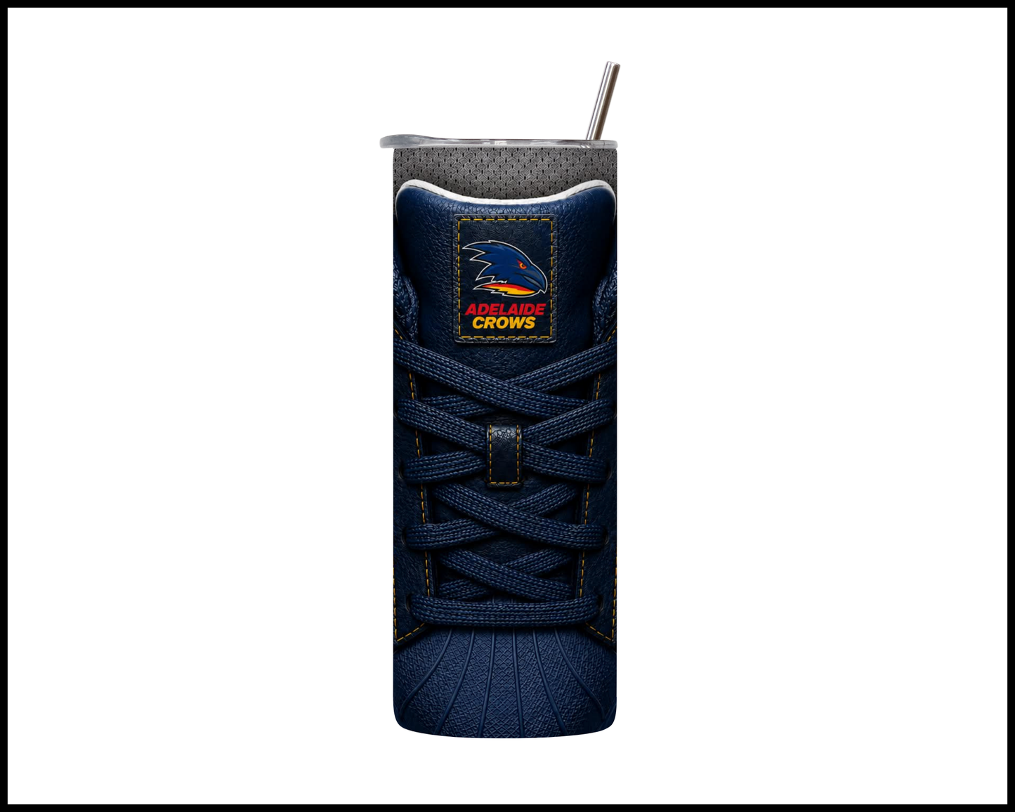 Stainless Steel Tumbler - Adelaide Crows Side-Stripe Shoe Inspired
