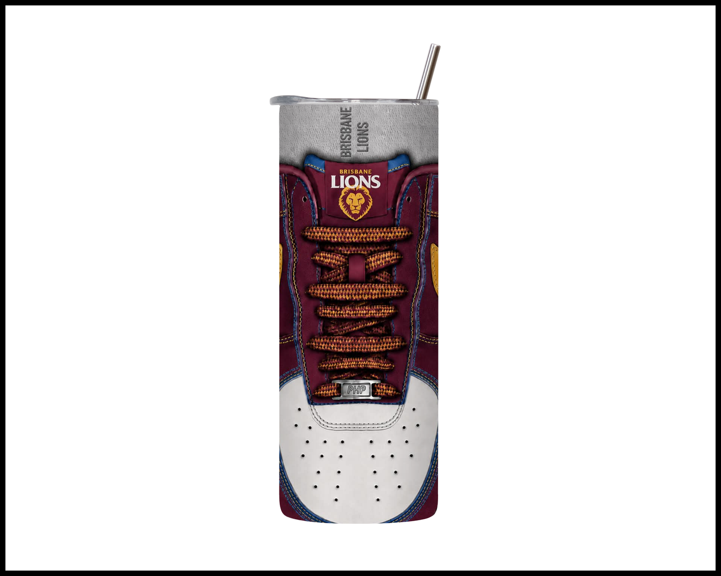 Stainless Steel Tumbler - Brisbane Lions Shoe Inspired 004