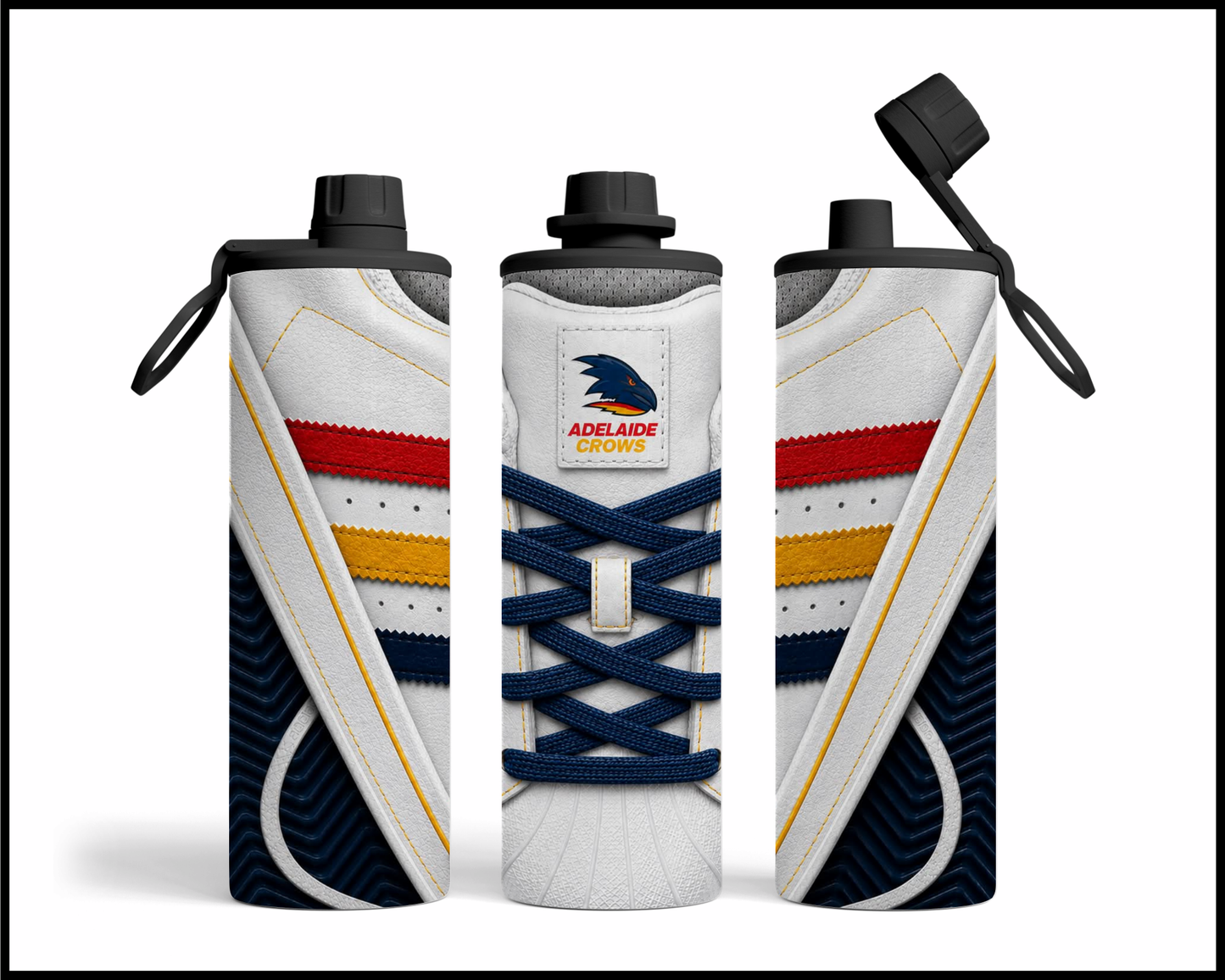Stainless Steel Tumbler - Adelaide Crows Side-Stripe Shoe Inspired