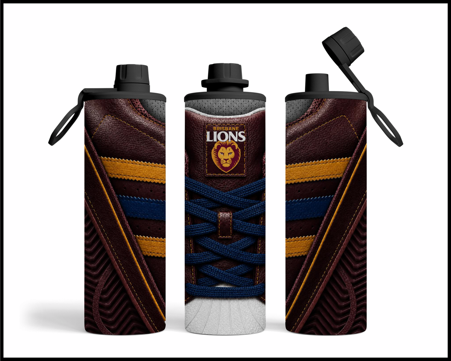 Stainless Steel Tumbler - Brisbane Lions Side-Stripe Shoe Inspired