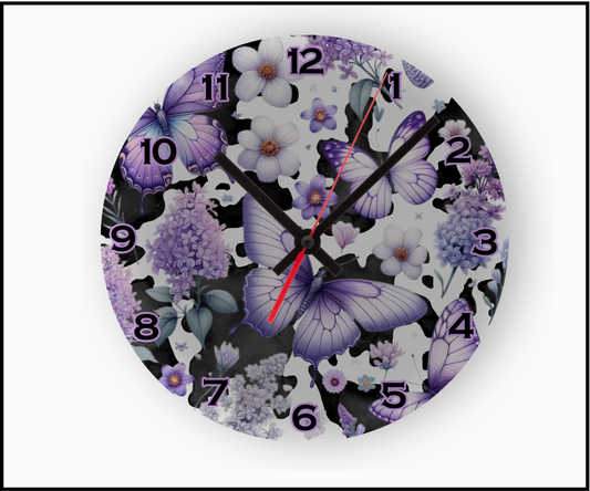 Pastel Butterfly Sublimated Clock (Round 009)