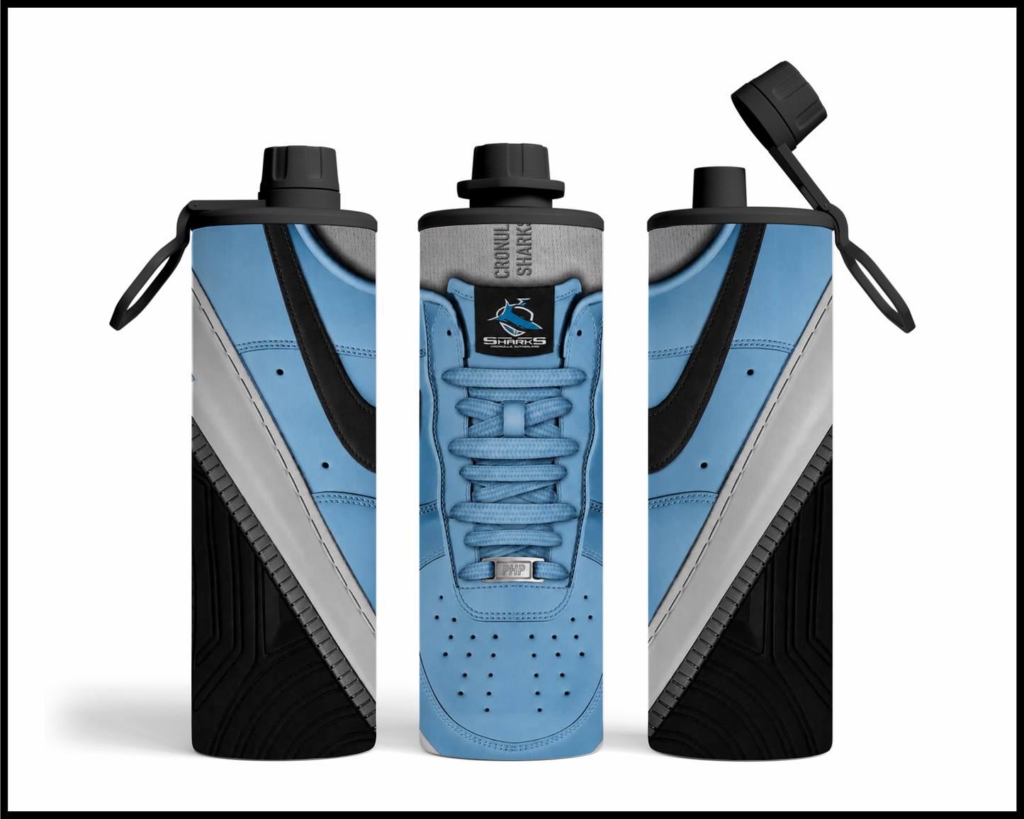 Stainless Steel Tumbler - Cronulla Sharks Shoe Inspired 009