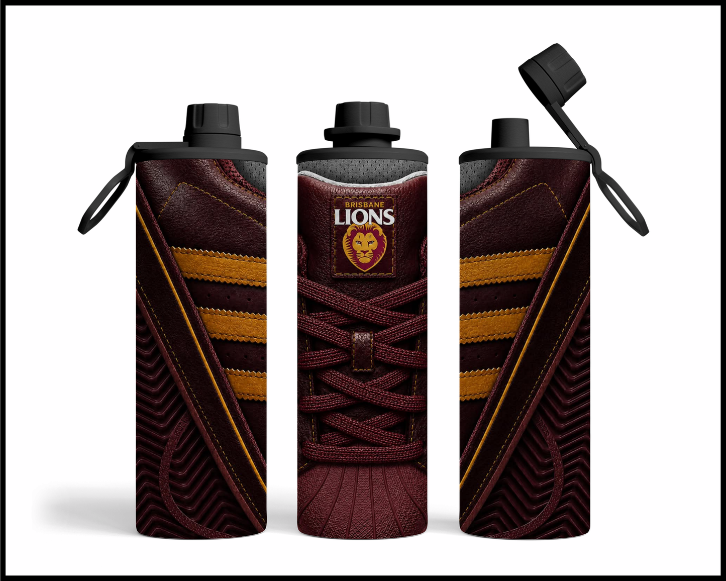 Stainless Steel Tumbler - Brisbane Lions Side-Stripe Shoe Inspired