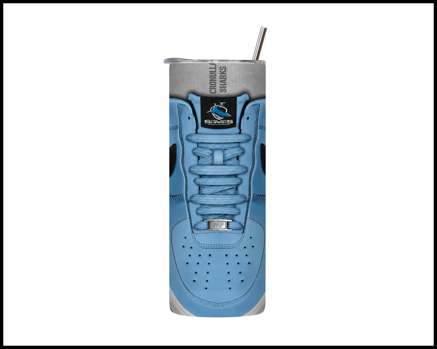 Stainless Steel Tumbler - Cronulla Sharks Shoe Inspired 009