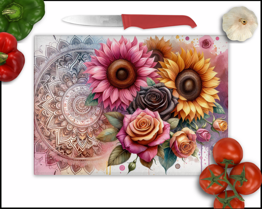 Mandala Floral Sublimated Cutting Board (010)