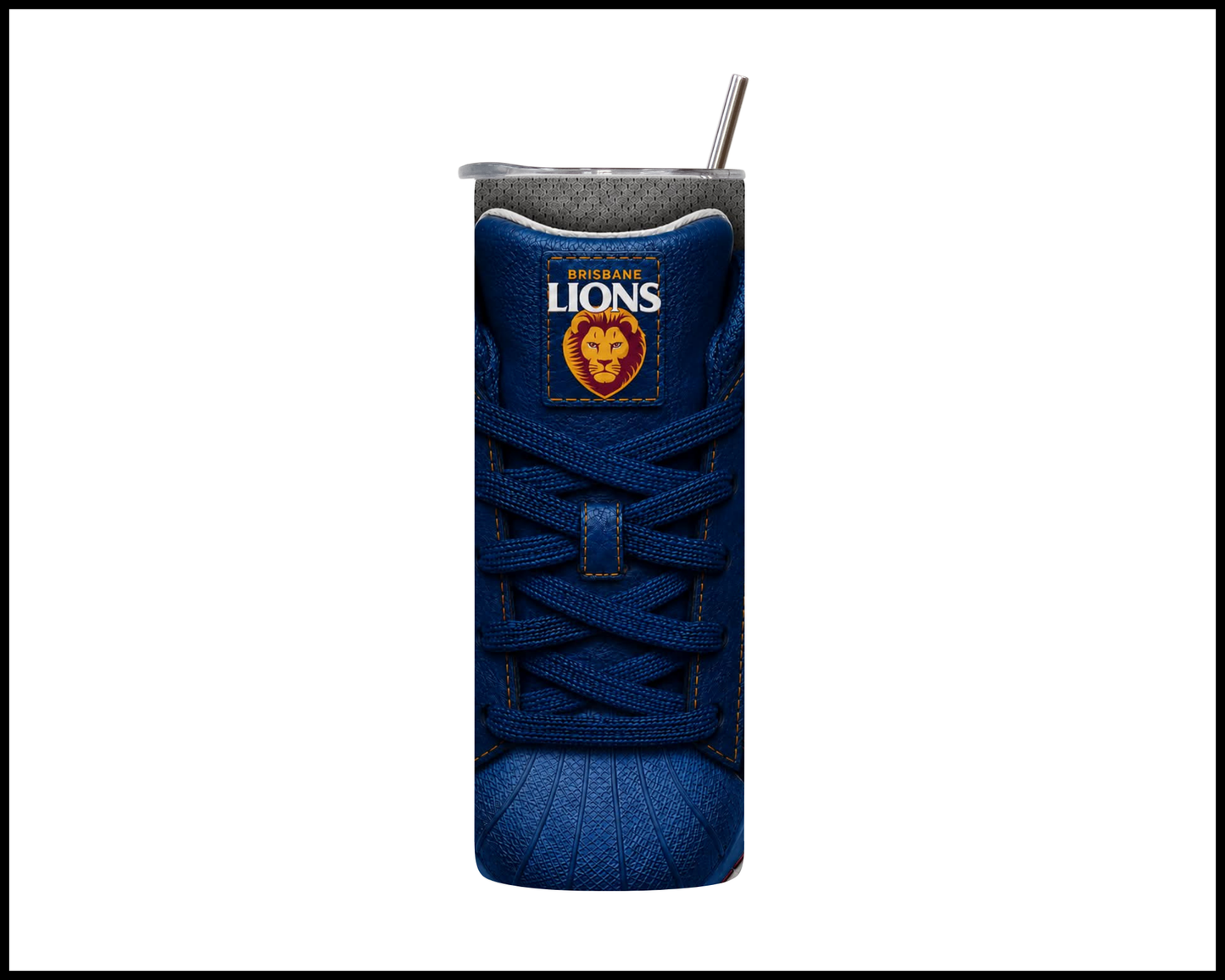 Stainless Steel Tumbler - Brisbane Lions Side-Stripe Shoe Inspired