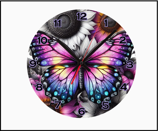 Stunning Butterfly Sublimated Clock (Round 012)