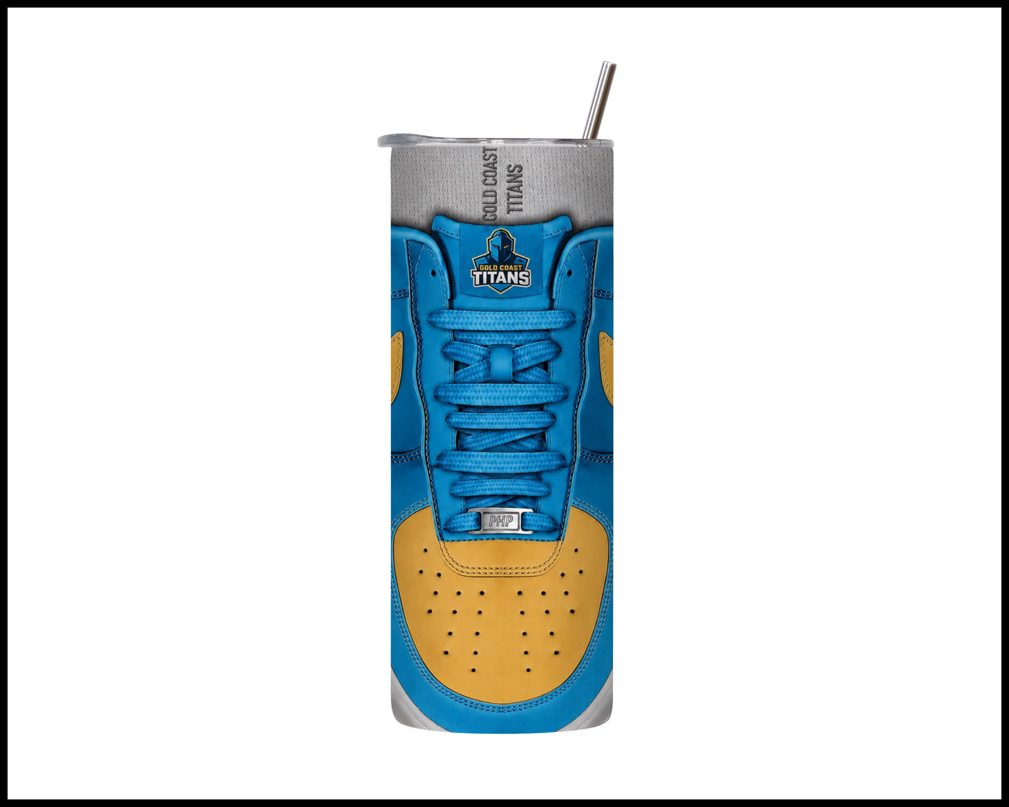 Stainless Steel Tumbler -Gold Coast Titans Shoe Inspired 012