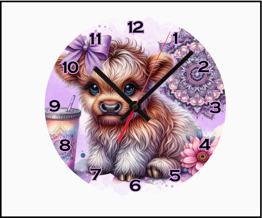 Mandala Baby Cow Sublimated Clock (Round 015)