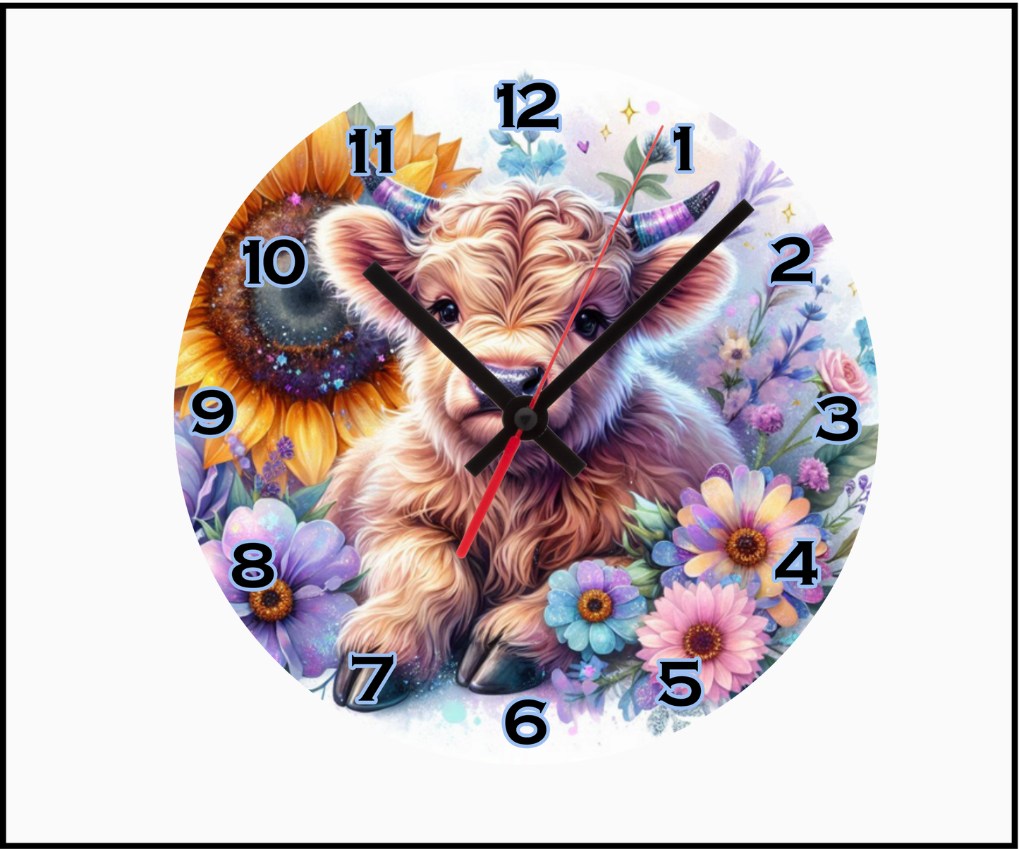 Pretty Highlander Sublimated Clock (Round 017)