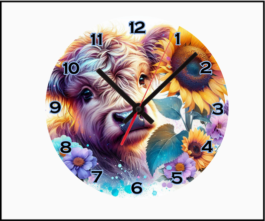 Cute Cow Sublimated Clock (Round 018)