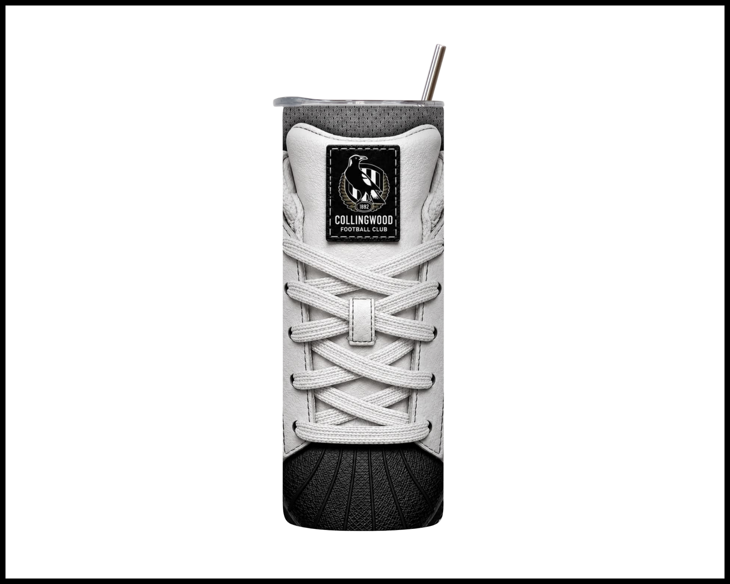 Stainless Steel Tumbler - Collingwood Side-Stripe Shoe Inspired