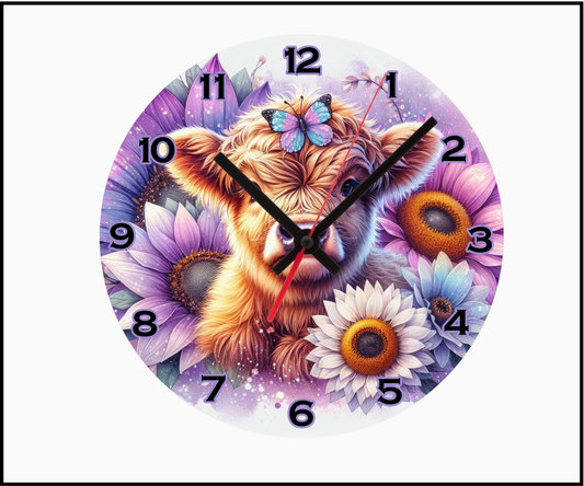 Cow & Butterfly Sublimated Clock (Round 021)