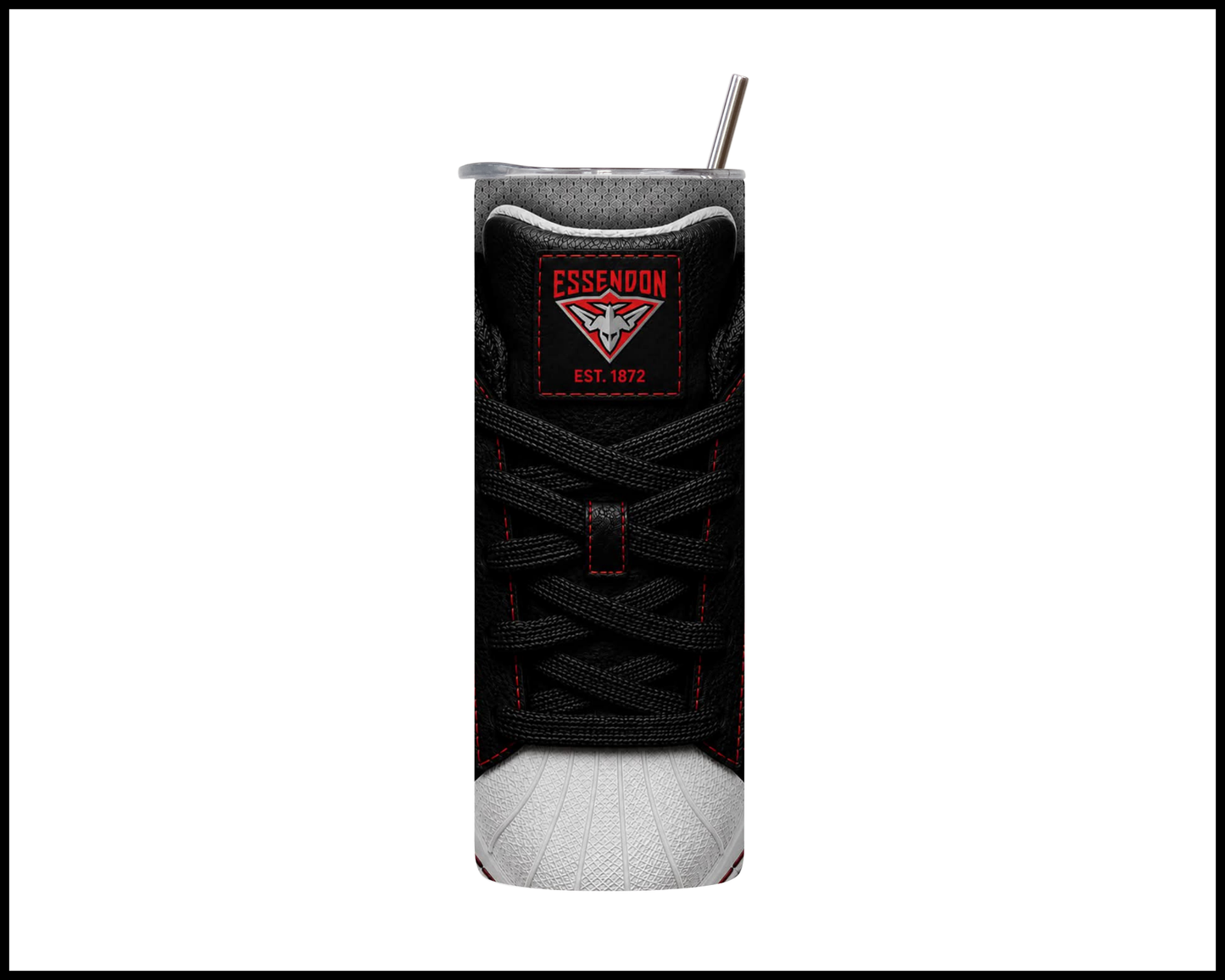 Stainless Steel Tumbler - Essendon Side-Stripe Shoe Inspired