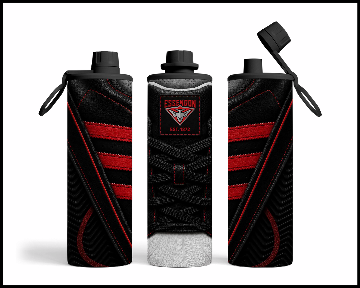 Stainless Steel Tumbler - Essendon Side-Stripe Shoe Inspired