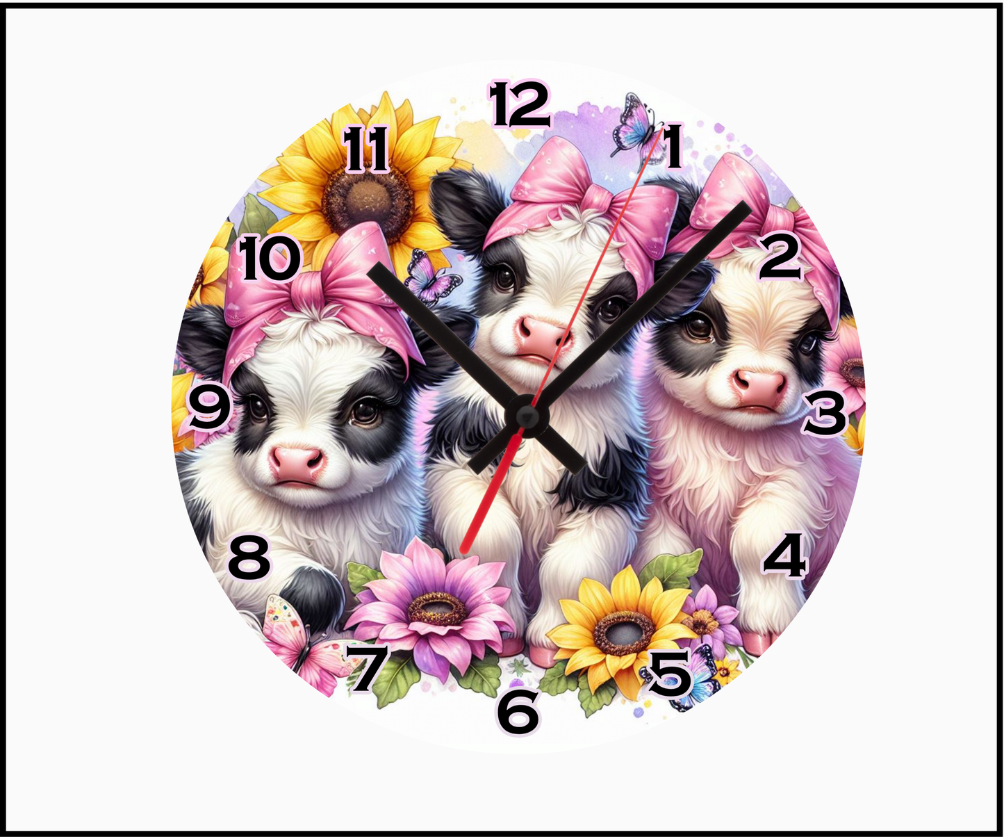 Three Baby Cows Sublimated Clock (Round 022)