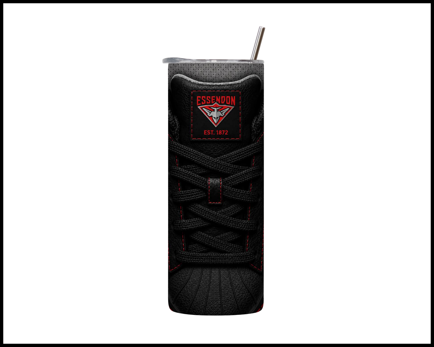 Stainless Steel Tumbler - Essendon Side-Stripe Shoe Inspired
