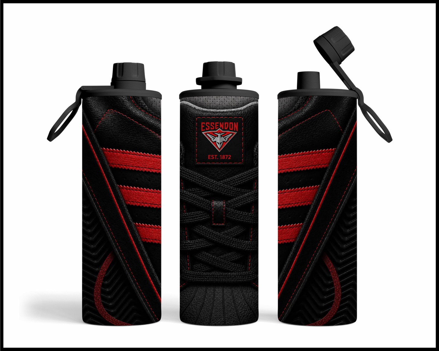 Stainless Steel Tumbler - Essendon Side-Stripe Shoe Inspired