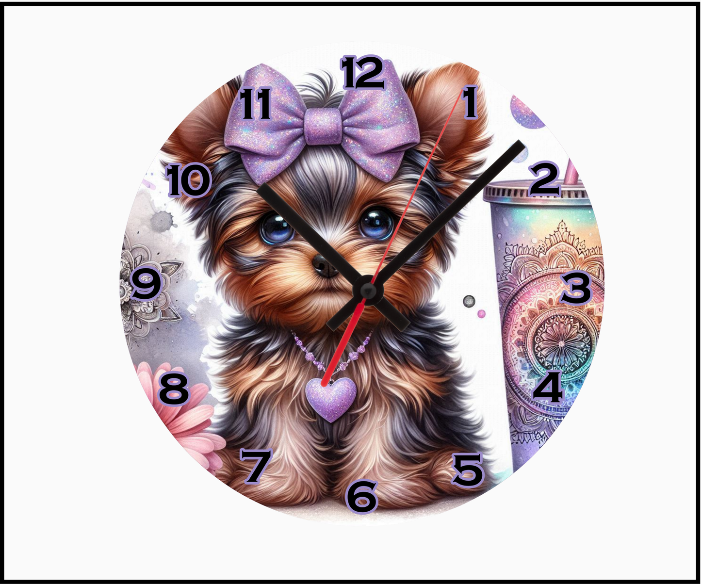 Yorkshire Terrier Sublimated Clock (Round 023)