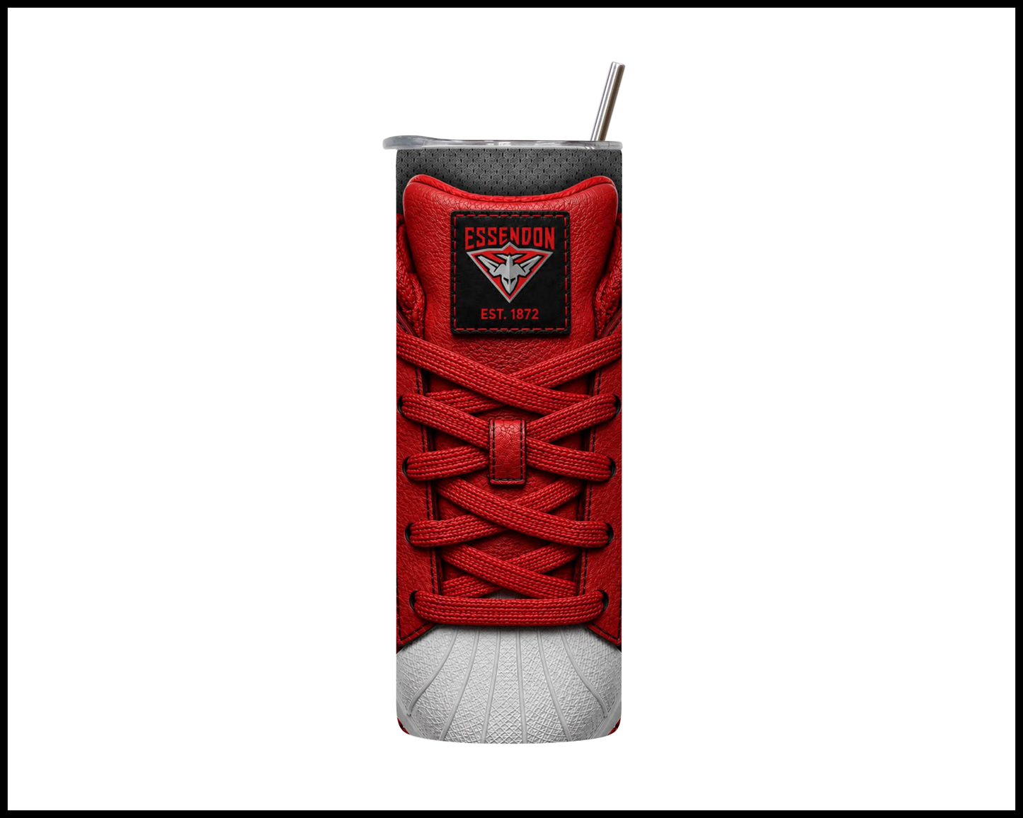 Stainless Steel Tumbler - Essendon Side-Stripe Shoe Inspired