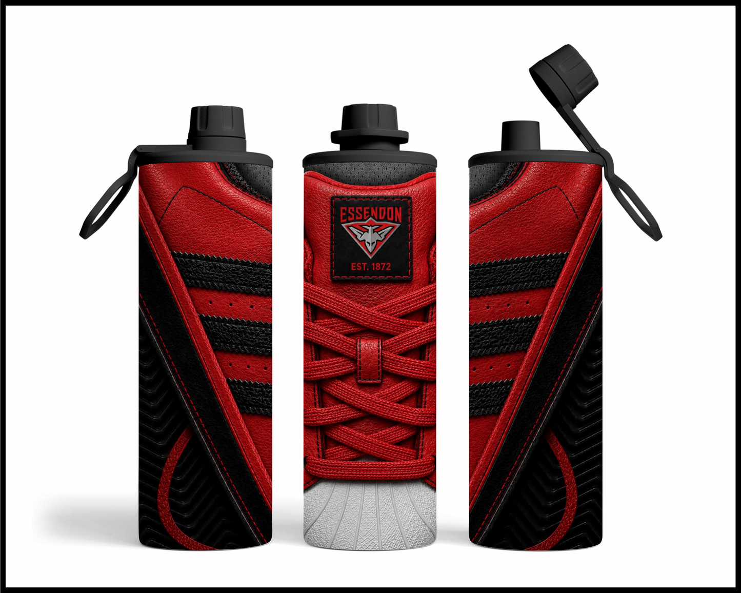 Stainless Steel Tumbler - Essendon Side-Stripe Shoe Inspired