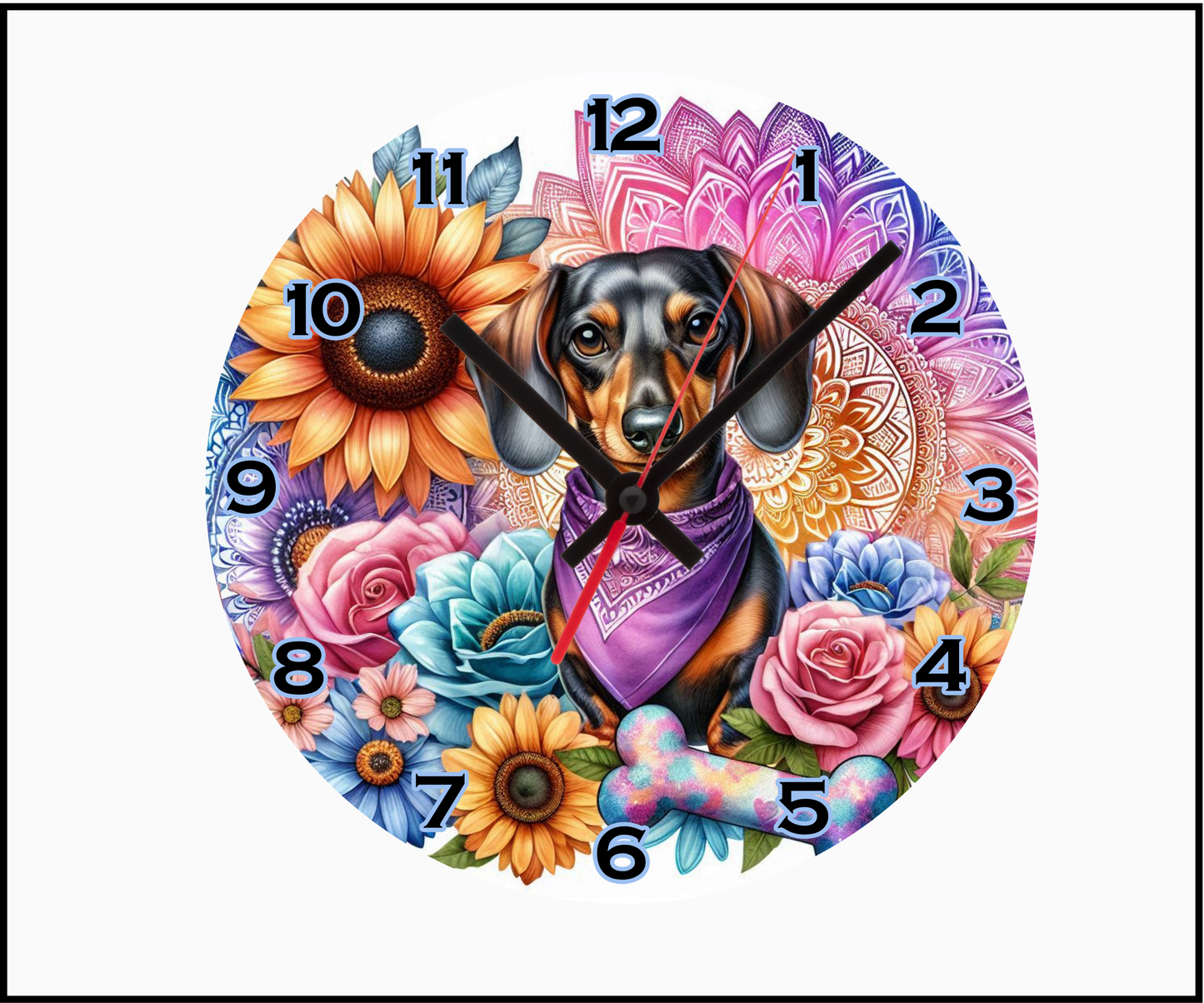 Dachshund Sublimated Clock (Round 024)