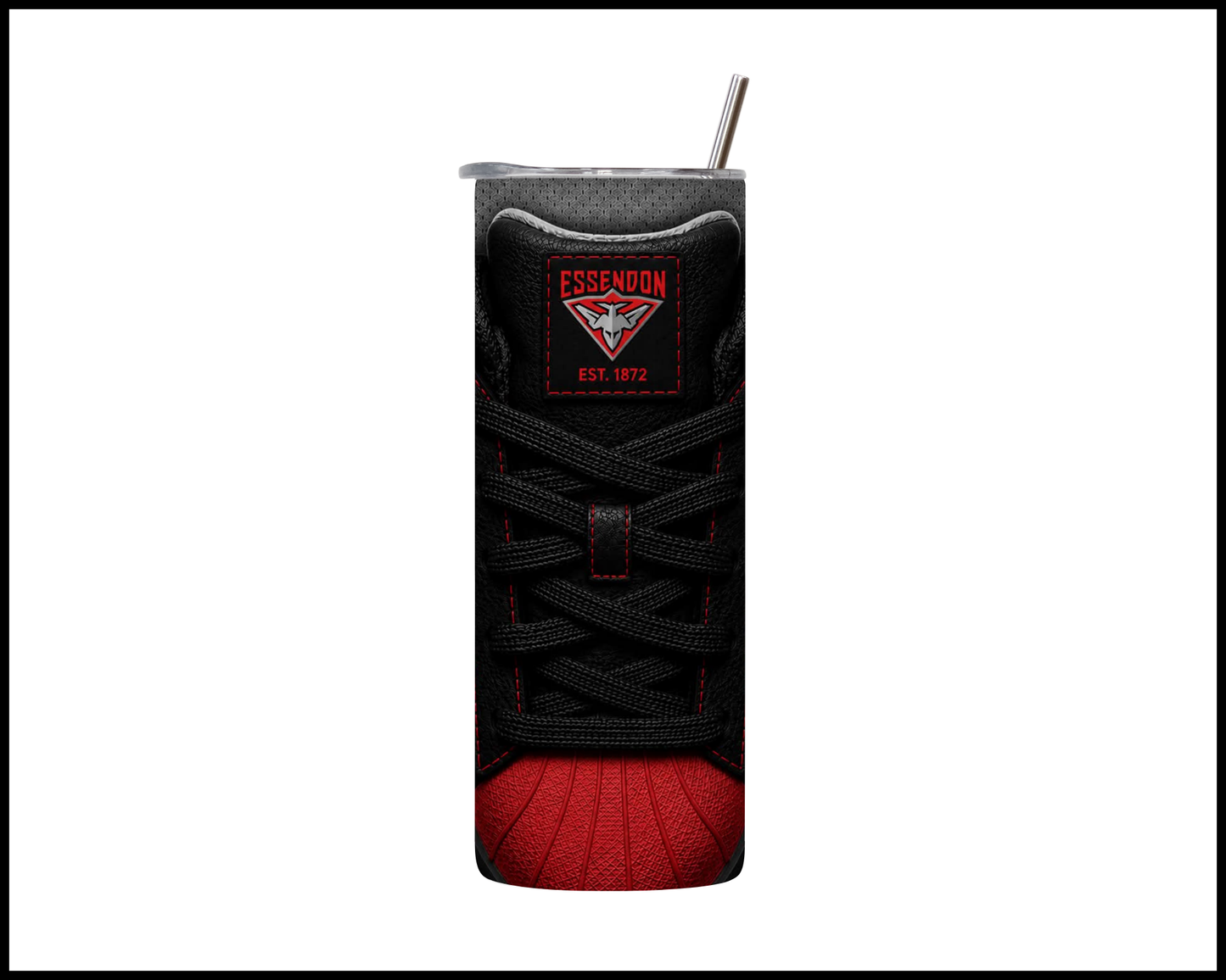 Stainless Steel Tumbler - Essendon Side-Stripe Shoe Inspired