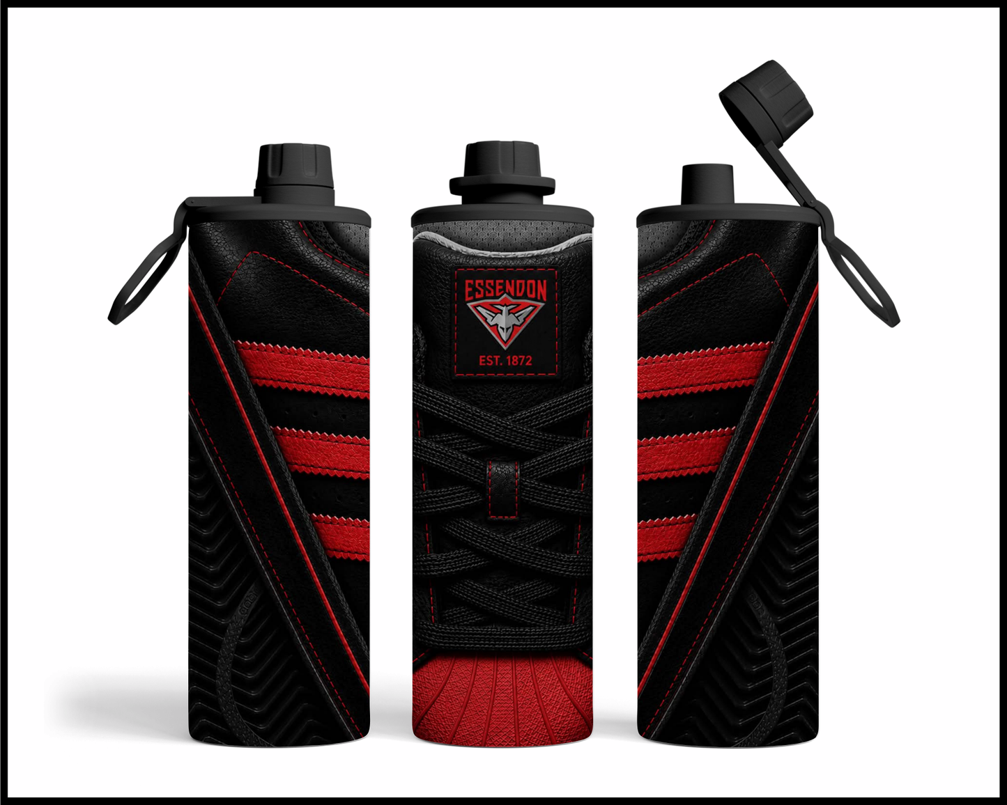 Stainless Steel Tumbler - Essendon Side-Stripe Shoe Inspired
